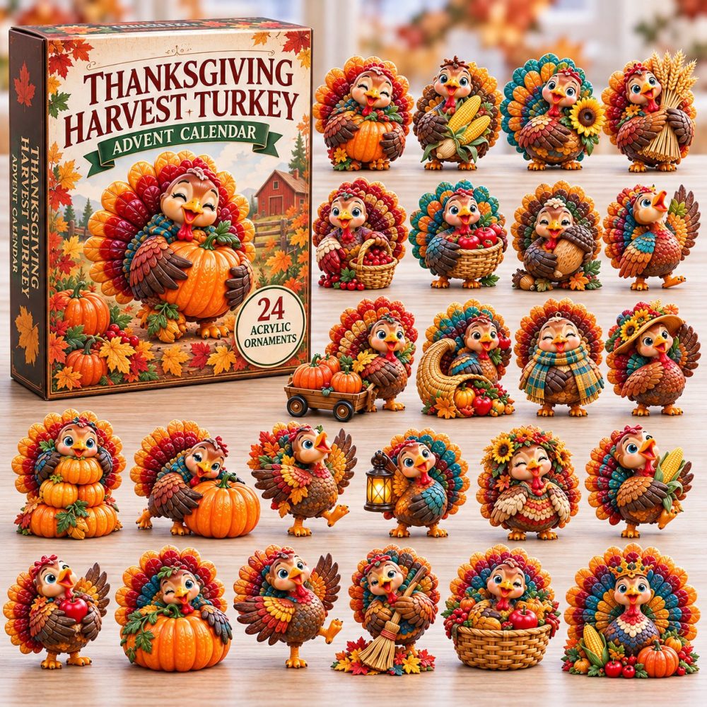 Turkey Day Festive Countdown 2026 — 24-Day Thanksgiving Advent Calendar With Acrylic Charms, Daily Surprises For Family & Kids