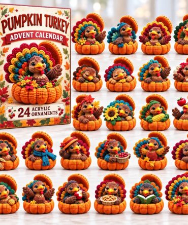 Thanksgiving Turkey Pumpkin 24-Day Advent Calendar 2026 — Acrylic Autumn Charm Countdown For Harvest Decor, Gifts & Hostess Presents