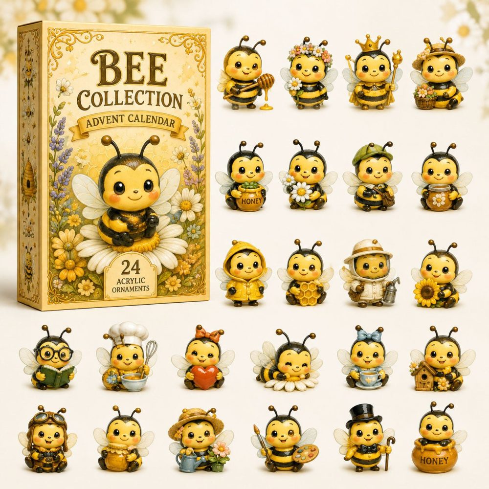 Deluxe Bee Collection Advent Calendar 2026 - 24-Day Acrylic Charm Countdown, Bee Lover Gift & Home Display