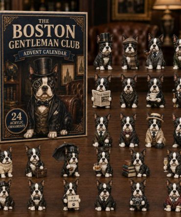 Vintage Boston Gentleman Club 24-Day 2026 Charm Countdown - Stylish Acrylic Holiday Calendar Gift For Collectors & Men