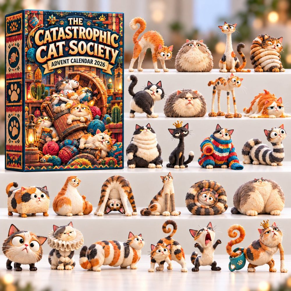 The Catastrophic Cat Society 24-Day Advent Calendar 2026 — Humorous Acrylic Cat Charm Countdown For Cat Fans & Collectible Lovers