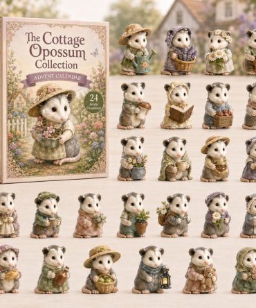 Cottage Opossum Collection 2026 Advent — 24 Cozy Opossum Acrylic Charms, Rustic Holiday Countdown, Perfect Cabin Gift