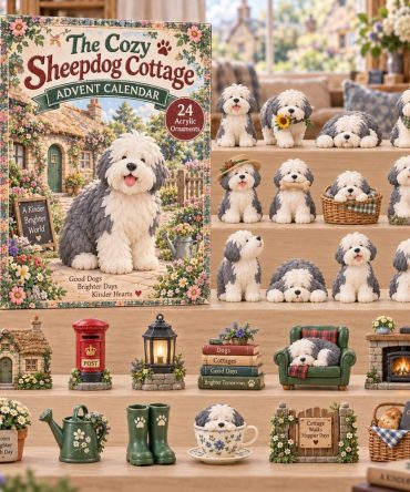 The Cozy Sheepdog Cottage Advent Countdown 2026 — 24-Day Sheepdog Acrylic Charm Calendar, Charming Country Holiday Gift