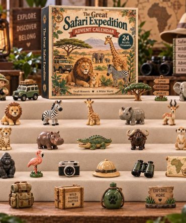 Grand Safari Expedition 24-Day Explorer Countdown 2026 — 24 Acrylic Expedition Charms, Premium Wildlife Adventure Gift