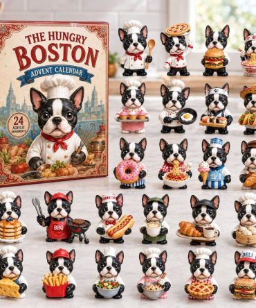 2026 Hungry Boston Terrier Holiday Countdown — 24 Playful Acrylic Charms, Cute Dog Advent Gift & Home Display For Pet Fans