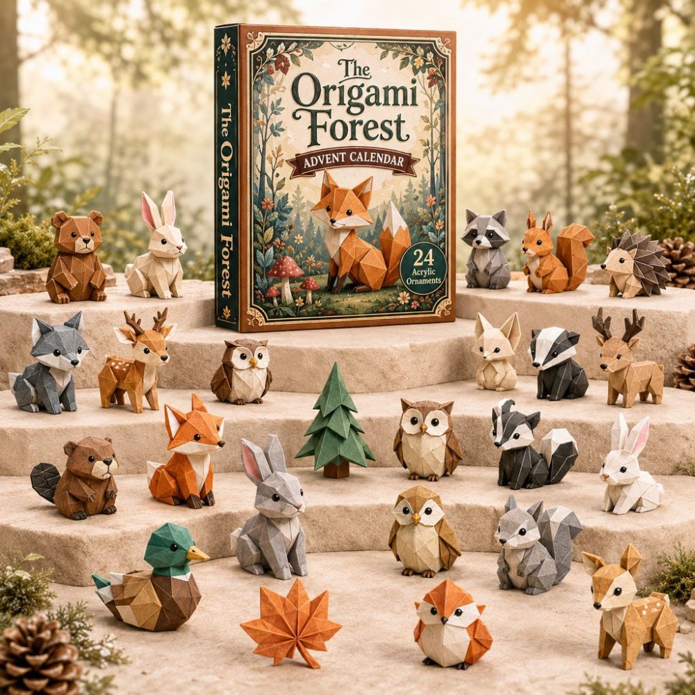 The Origami Forest Advent Calendar 2026 - 24-Day Acrylic Charms Countdown , Collectible Gift For Origami Fans & Nature Lovers