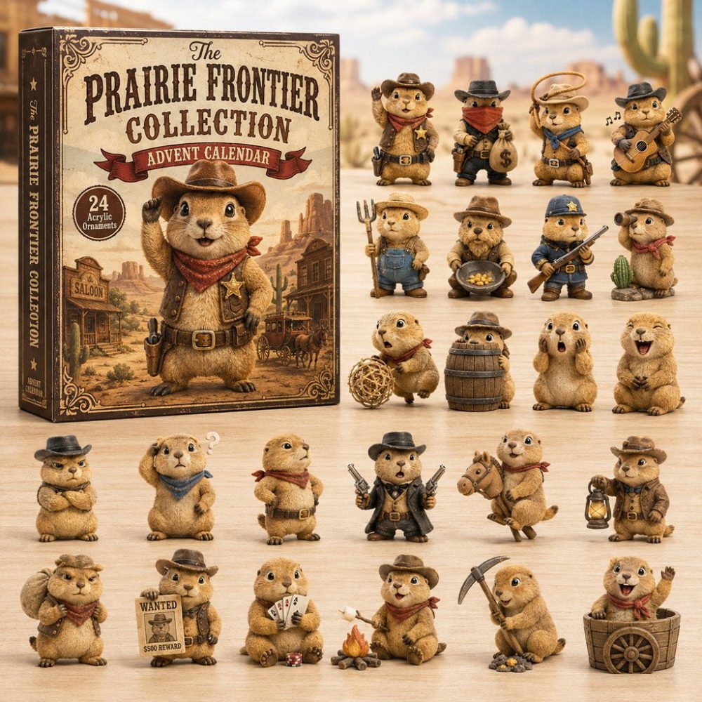 Prairie Frontier Collection Advent Box — 24 Western-Themed Acrylic Charms, Frontier Decor Countdown Gift 2026