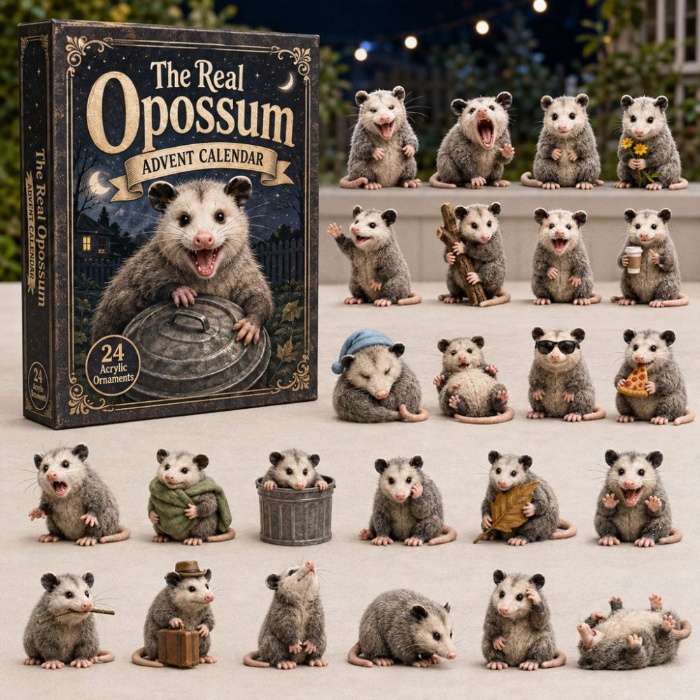The Real Opossum 2026 Countdown Calendar — 24 Lifelike Acrylic Charms, Opossum-Themed Advent, Gift For Wildlife Enthusiasts