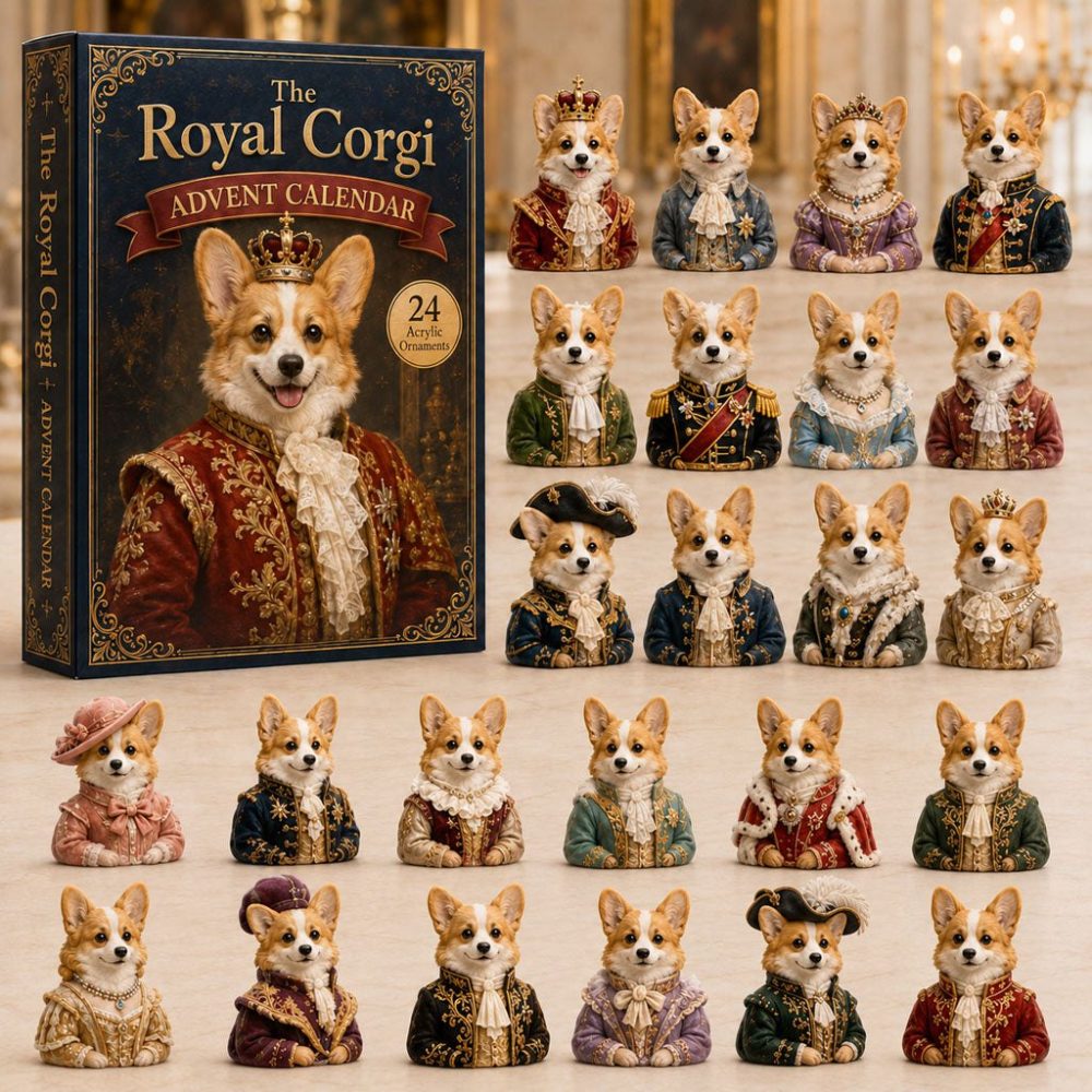 Royal Corgi Regal Advent Calendar — 24 Crowned Acrylic Charms, Luxe Countdown Gift For Corgi Lovers 2026