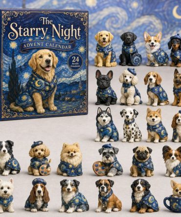 Starry Night Dog Art Advent Calendar — 24 Impressionist Acrylic Charms, Artful Holiday Countdown Gift For Dog Lovers 2026