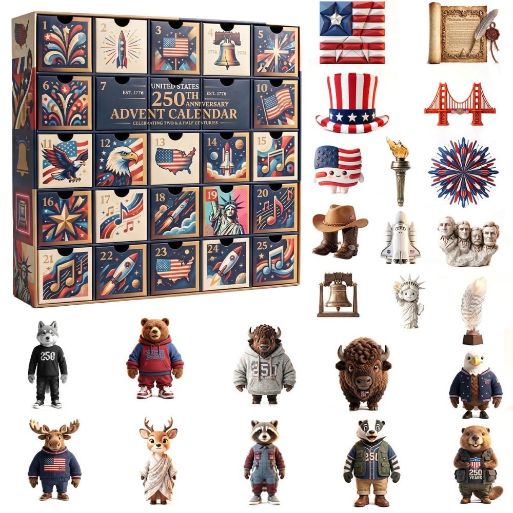 Ultimate Usa 250Th Blind Box Advent Calendar 2026 — 24-Day Mystery Acrylic Charm Countdown For Collectors & Patriotic Surprises