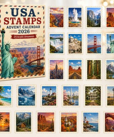 Usa Stamps 2026 Advent Countdown — 24-Day Acrylic Charm Calendar, Patriotic Collectible Gifts & Travel-Inspired Keepsakes