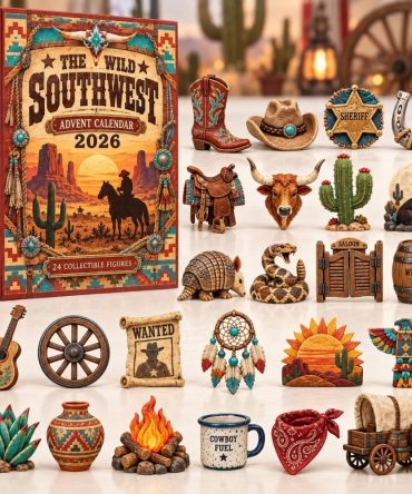Wild Southwest 24-Day Countdown Calendar 2026 – Acrylic Desert & Cactus Charms, Southwestern Cowboy Holiday Decor Gift