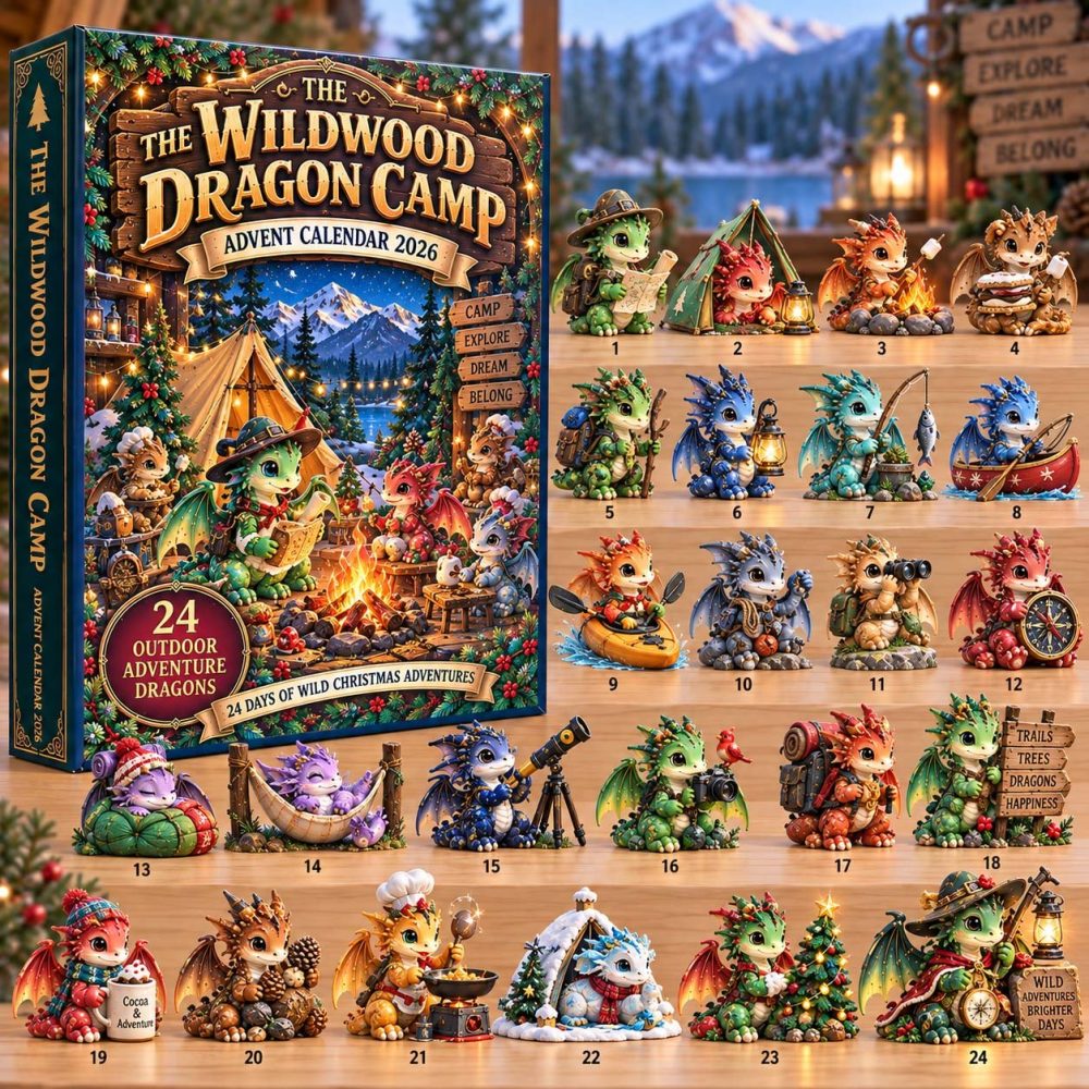 Wildwood Dragon Camp 2026 Countdown — 24 Fantasy Dragon Acrylic Charms, Adventure-Themed Holiday Calendar For Kids & Collectors