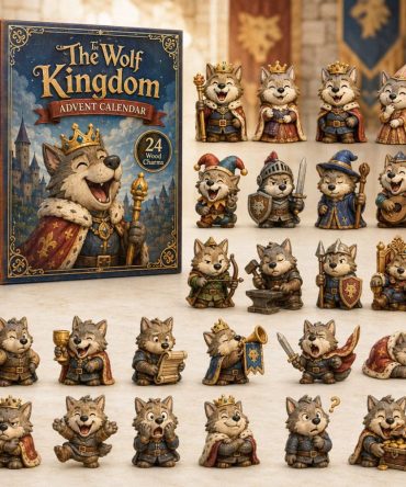 2026 The Wolf Kingdom Wooden Charm Advent — 24-Day Handcrafted Wooden Countdown Calendar With Majestic Wolf-Themed Keepsakes, Gift-Ready