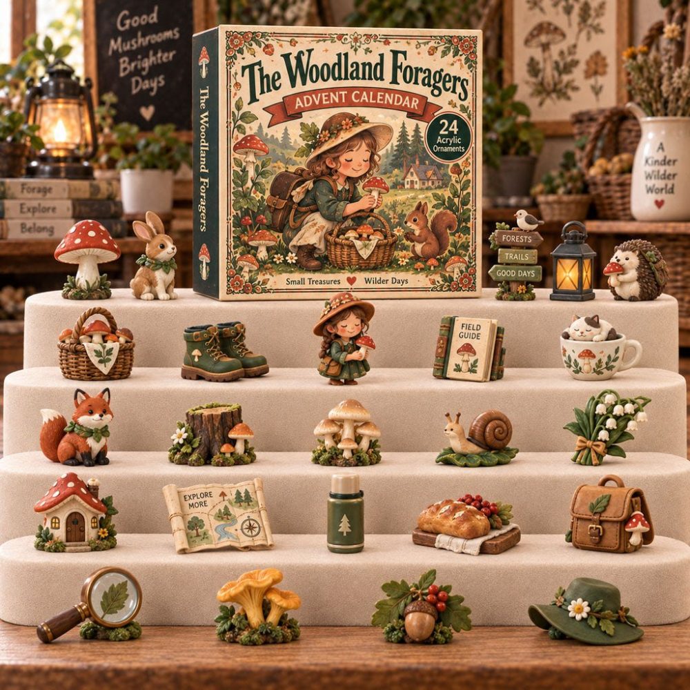 The Woodland Foragers 24-Day Nature Countdown 2026 — 24 Acrylic Foraging & Forest Charms, Gift For Foragers & Hikers