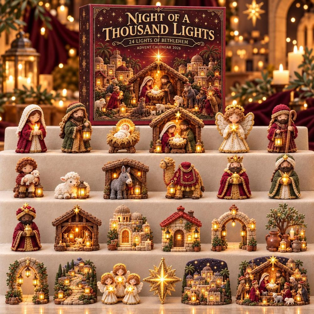 Thousand Lights Nativity 24-Day Charm Calendar — Illuminated Acrylic Holiday Advent Set 2026, Religious Keepsake & Christmas Gift