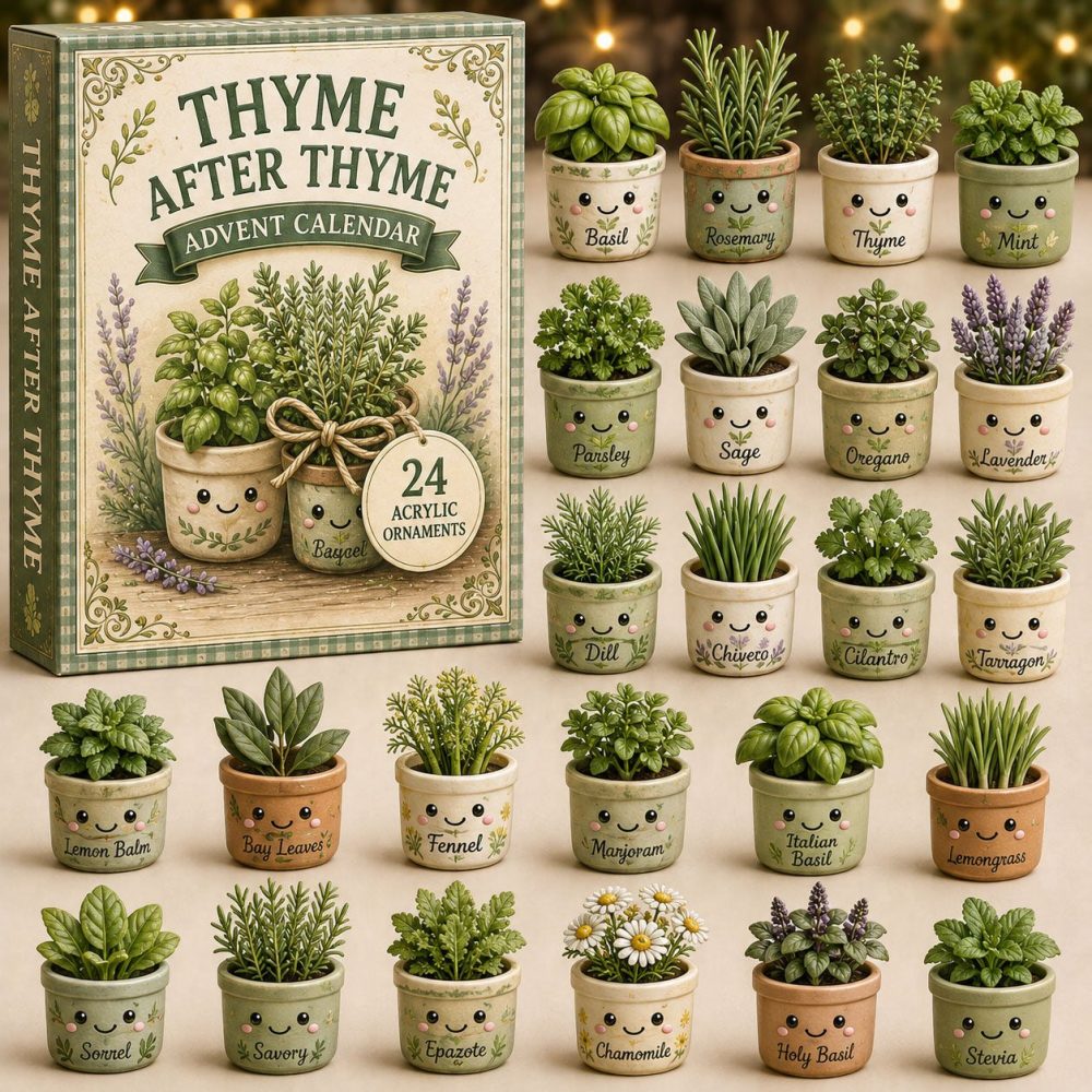 Thyme Planter Collection 2026 Advent Calendar — 24-Day Acrylic Herb Charm Countdown, Garden Gifts & Kitchen-Friendly Keepsakes
