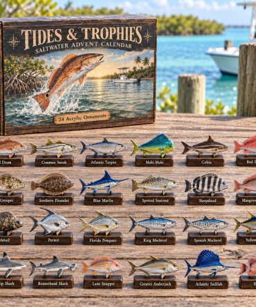 Tides & Trophies Coastal Advent Calendar - 24-Day Holiday Countdown With 24 Acrylic Charms, Nautical Christmas Gift For Anglers