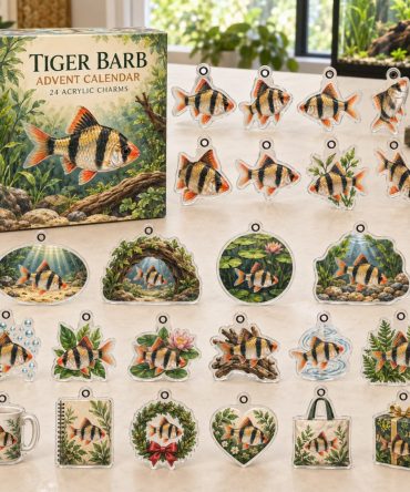 Tiger Barb Advent Surprise — 24 Bold Acrylic Charms For Fish Fans , Holiday Gift Set, Collectible Aquarium Accessories