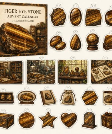 Tiger Eye 24-Day Crystal Charm Countdown — 24 Acrylic Tiger Eye Charms In Gift Box For Healing, Jewelry & Collectible Sets