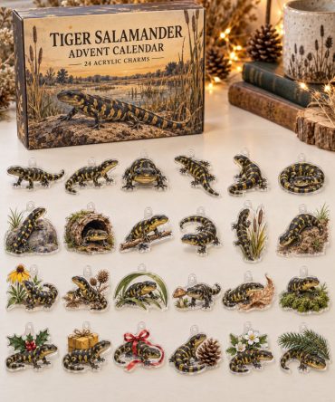Tiger Salamander Advent Calendar - 24 Acrylic Charm Surprises, Bold Holiday Countdown Gift For Reptile & Amphibian Fans