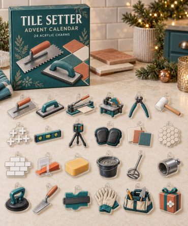 Tile Setter Countdown Collection — 24 Acrylic Tile & Tool Charms For Diyers, Craftspeople, Holiday Gifts & Stocking Stuffers