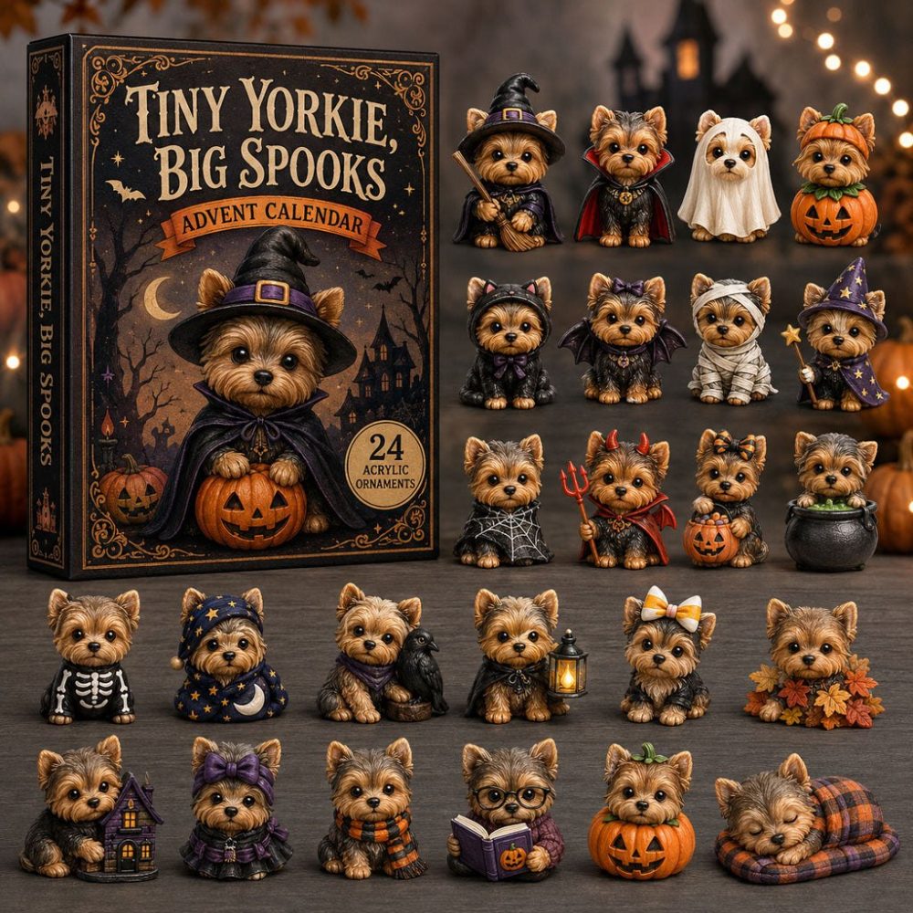 Tiny Yorkie Big Spooks Holiday Countdown — 24-Day Halloween Charm Collection, Acrylic Yorkie Keepsakes 2026