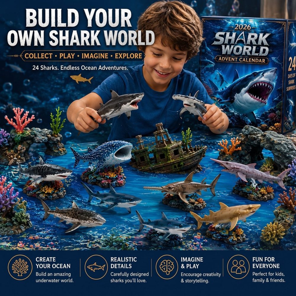 2026 Shark Advent Calendar - 24 Day Countdown With 24 Collectible Acrylic Charms , Ocean Holiday Gift