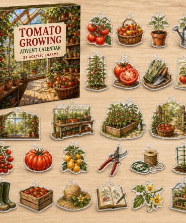 24-Day Tomato Gardening Charm Countdown — Acrylic Tomato & Planting Mini Charms For Gardeners, Seed-Tracker Gift Set