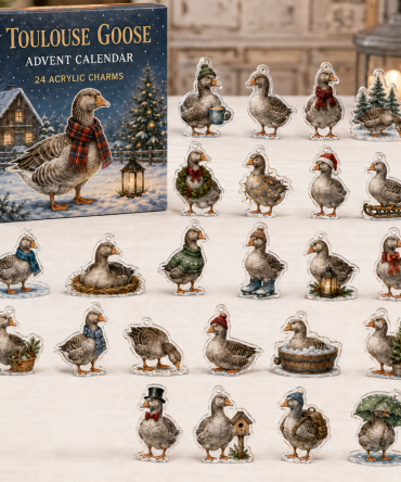 Toulouse Goose Winter Advent Calendar — 24 Charming Acrylic Goose Charms, Whimsical Holiday Countdown & Farmhouse Decor Gift