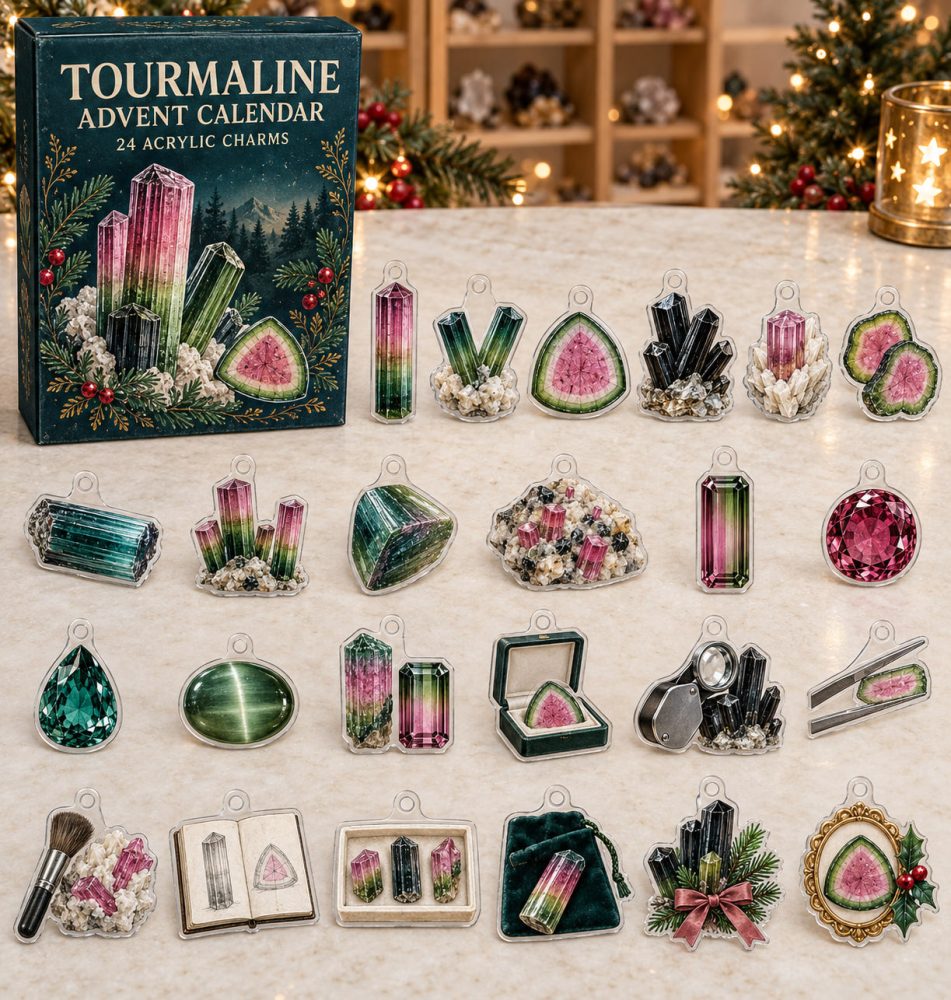 Tourmaline 24-Day Gem Countdown - Multicolor Acrylic Charm Set With 24 Unique Pieces For Vibrant Holiday Gifts & Collector Displays