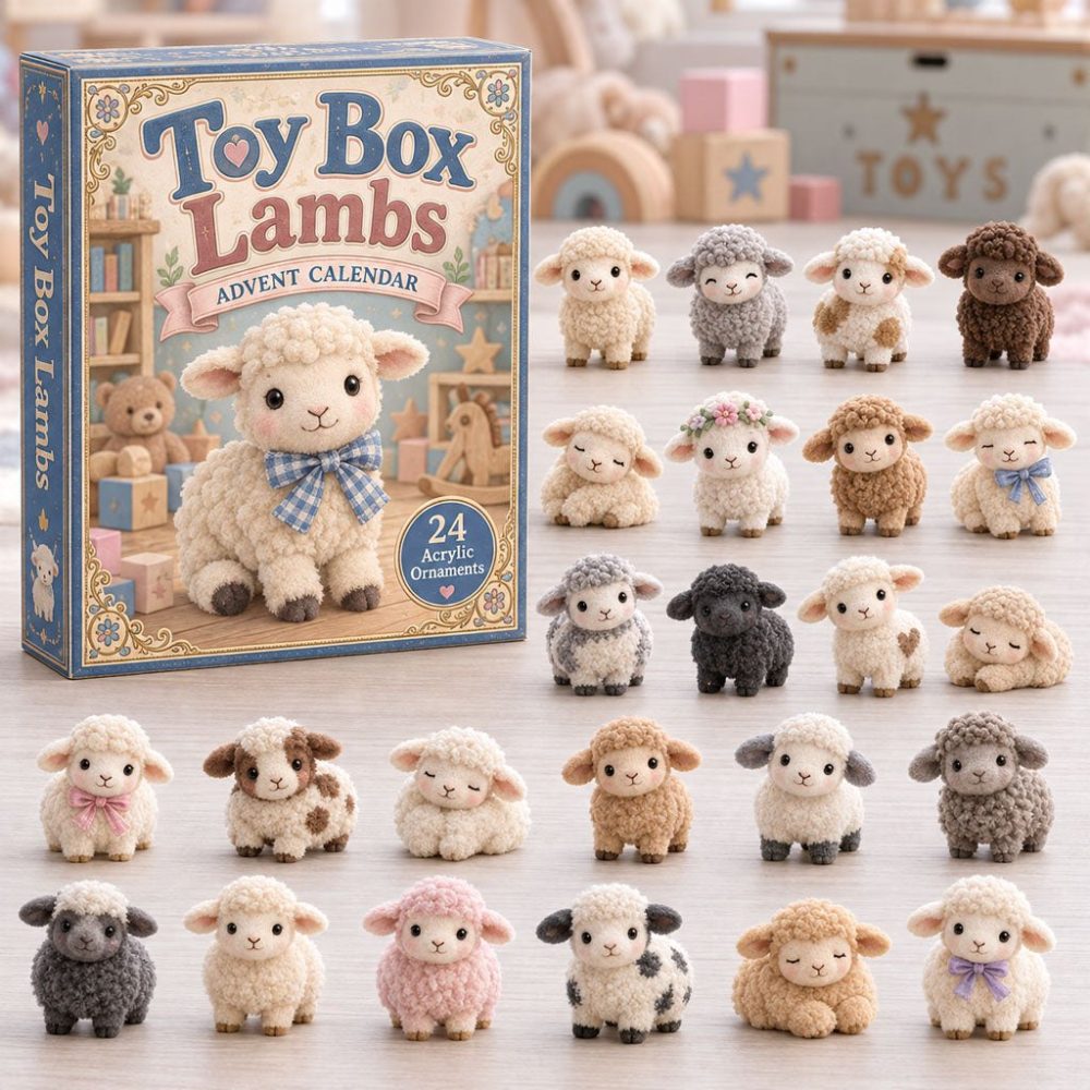 Toy Box Lambs Holiday Countdown - 24-Day Acrylic Charms Collection, Cute Nursery-Themed Collectible Gift