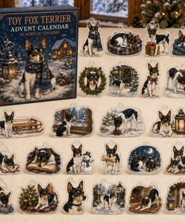 Toy Fox Terrier Holiday Advent Calendar — 24 Acrylic Dog Charms, Christmas Countdown Ornaments & Gift For Toy Terrier Fans