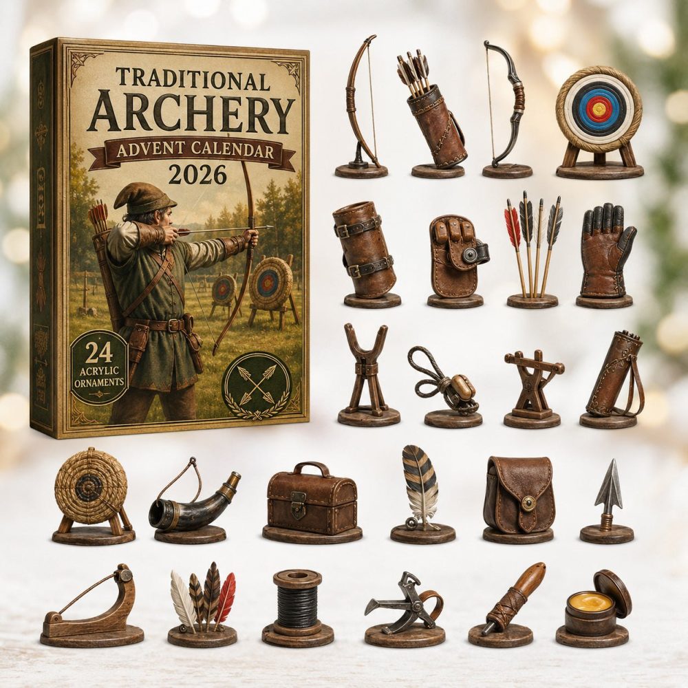 Traditional Archery 24-Day Advent Calendar With Acrylic Bow & Arrow Charms — 2026 Heritage Sports Gift For Archers