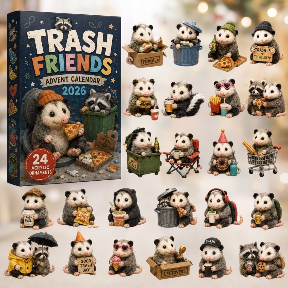 Trash Friends 2026 Advent Calendar — 24 Quirky Trash Animal Acrylic Charms, Offbeat Daily Reveal, Fun Gift For Collectors