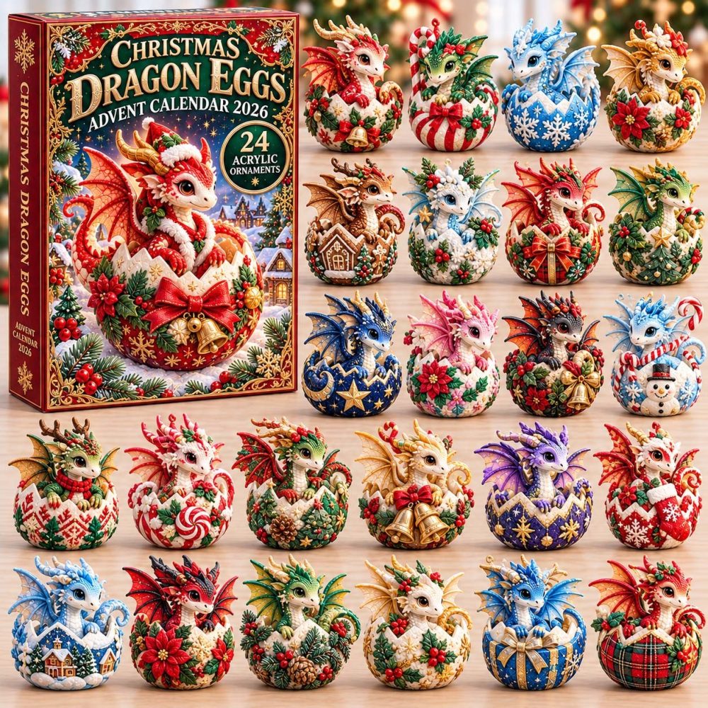 2026 Treasure & Gemstone Dragons 24-Day Fantasy Advent Calendar — Sparkling Acrylic Charms, Collector’S Dragon Gift & Stocking Stuffer