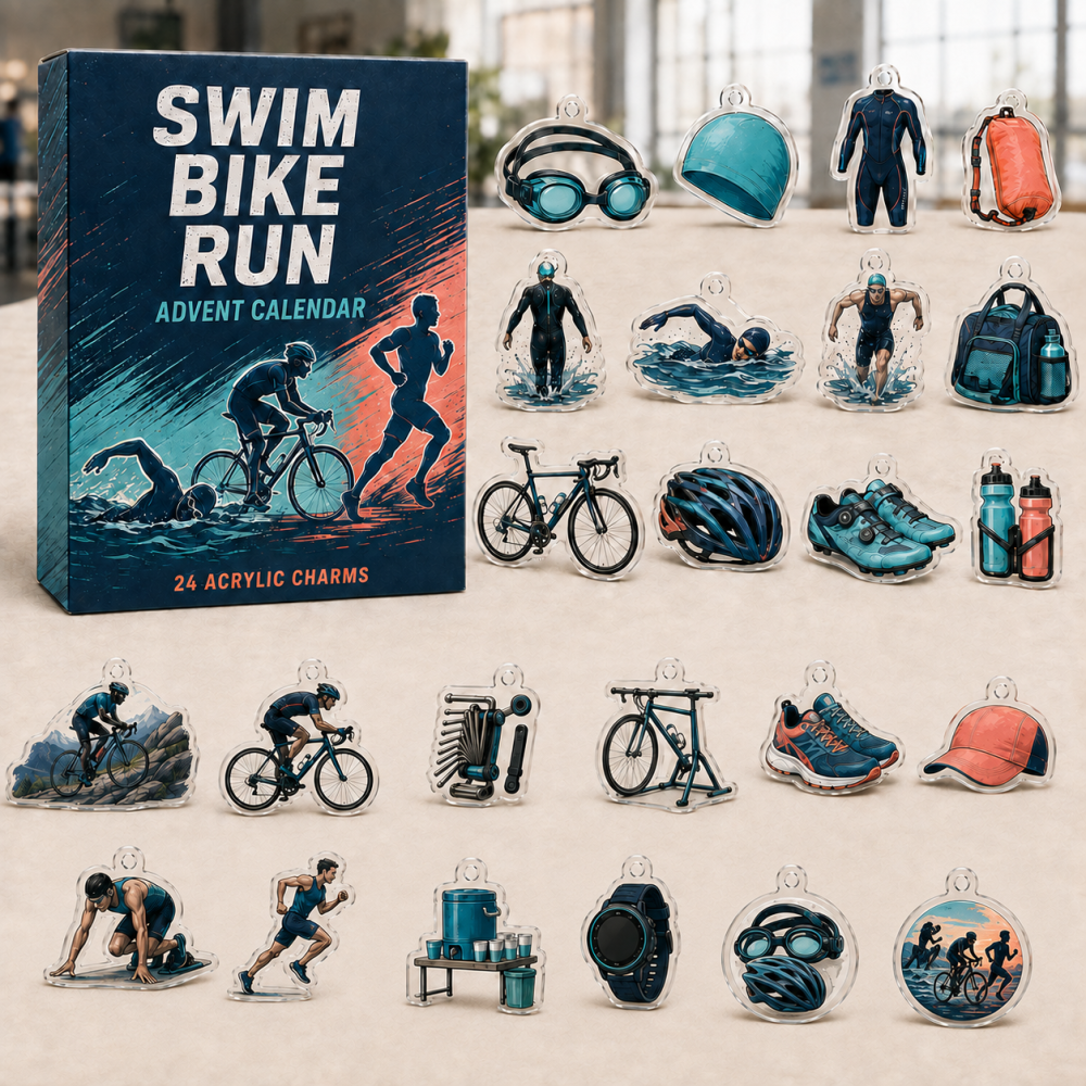 Triathlon Swim Bike Run Advent Calendar — 24 Acrylic Charms Fitness Countdown, Motivational Gift For Athletes, Swim Bike Run Keepsake