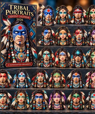 Tribal Portraits 2026 Artful Countdown — 24 Mini Portrait Acrylic Charms Inspired By Indigenous Motifs, Collector'S Gift Box