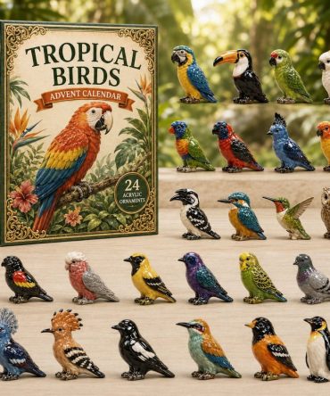 Tropical Birds 24-Day Advent Calendar 2026 - Exotic Bird Acrylic Charms, Colorful Countdown Gift For Bird Lovers & Decor