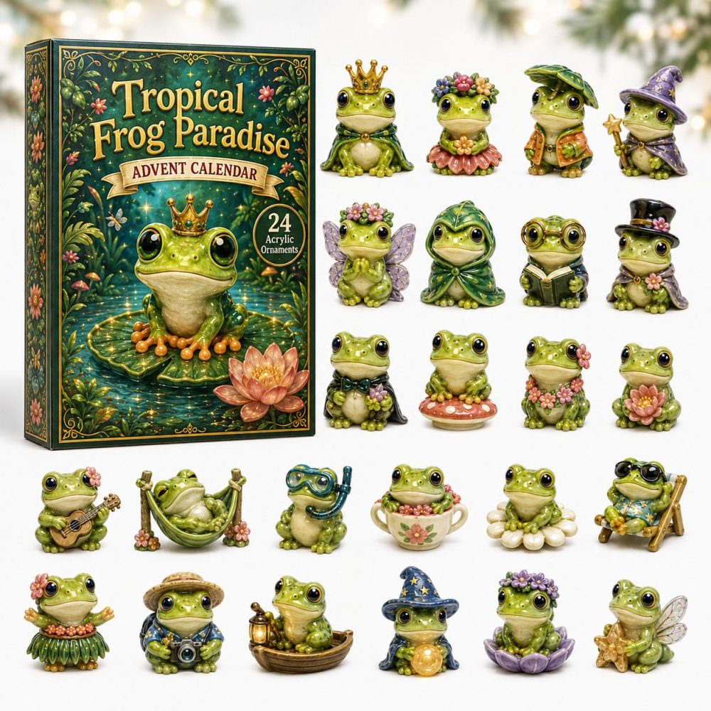 Tropical Frog 2026 Holiday Countdown — 24-Day Acrylic Charm Advent Calendar, Cute Amphibian Gifts & Party Favor Set