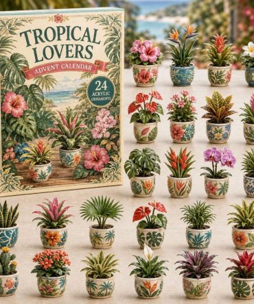Tropical Garden 2026 Advent Countdown — 24-Day Acrylic Charm Calendar, Floral & Leafy Holiday Gift Set For Garden Lovers
