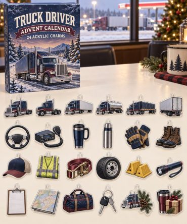Truck Driver Countdown Collection — 24 Transport-Themed Acrylic Charms, 2026 Holiday Gift For Truckers & Road Crew Collectors