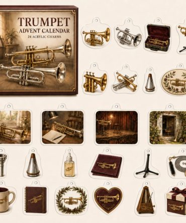 Trumpet Mini Charm Advent Calendar - 24 Acrylic Musician Charms For Trumpet Players , Daily Holiday Countdown Gift & Band Member Keepsake