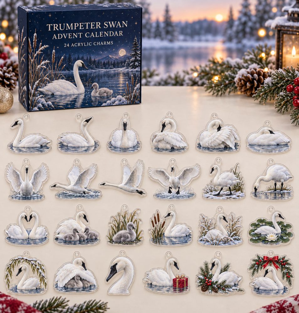 Trumpeter Swan 24-Day Acrylic Charm Countdown Calendar — Elegant Waterfowl Collectible Gift Set & Holiday Stocking Stuffer For Bird Lovers