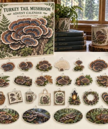 2026 Turkey Tail Mushroom Advent — 24 Acrylic Charms, Colorful Fungi Ornaments & Nature-Lover Holiday Countdown