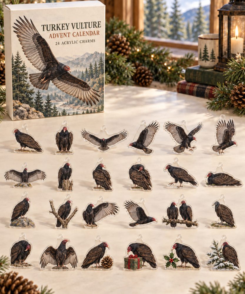 Turkey Vulture 24-Day Acrylic Charm Countdown Calendar — Unique Raptor-Themed Gift Set For Bird Lovers, Collectors & Halloween Fans