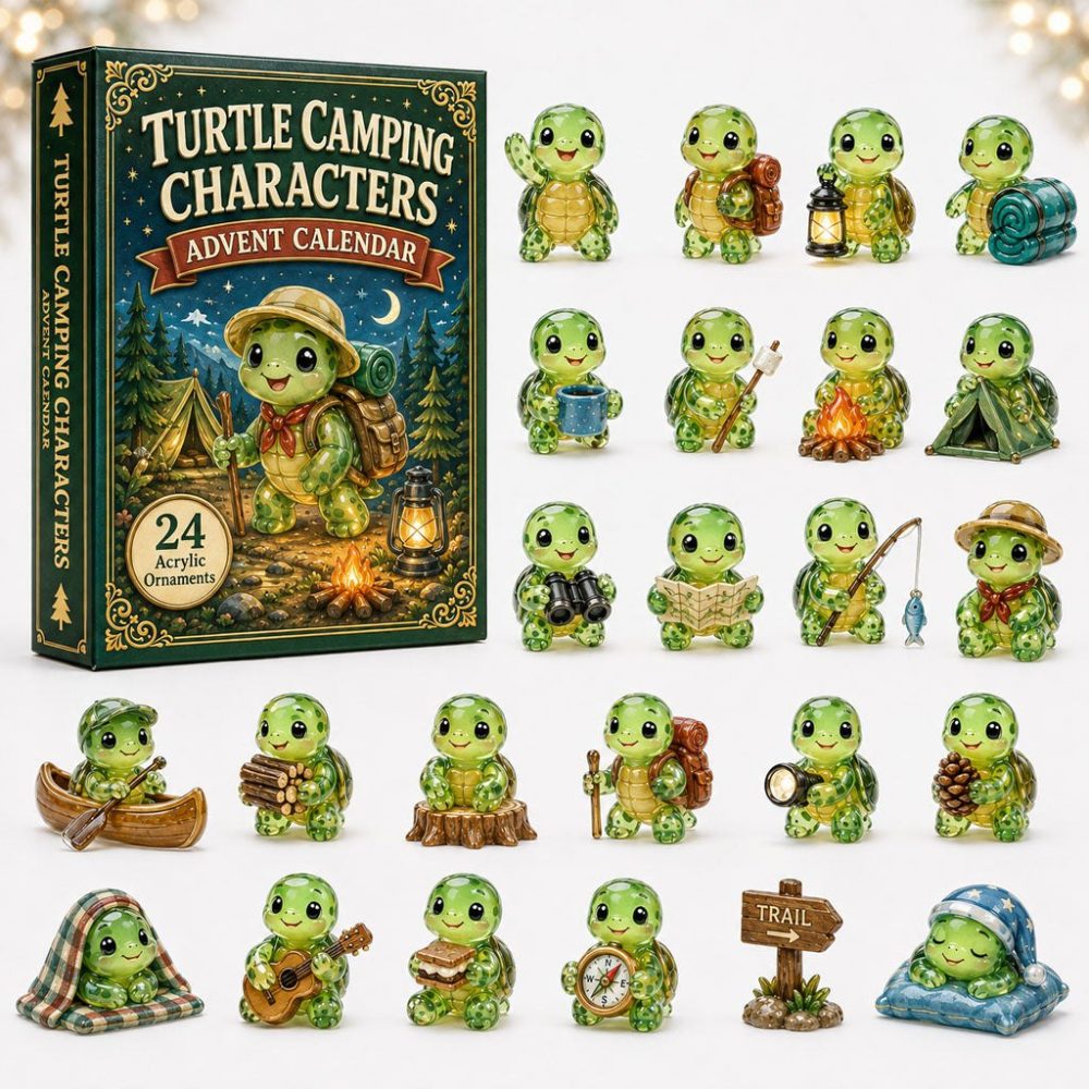 Turtle Camping 2026 Advent Countdown — 24-Day Acrylic Charm Calendar, Outdoorsy Gifts & Family Holiday Keepsake For Camp Lovers