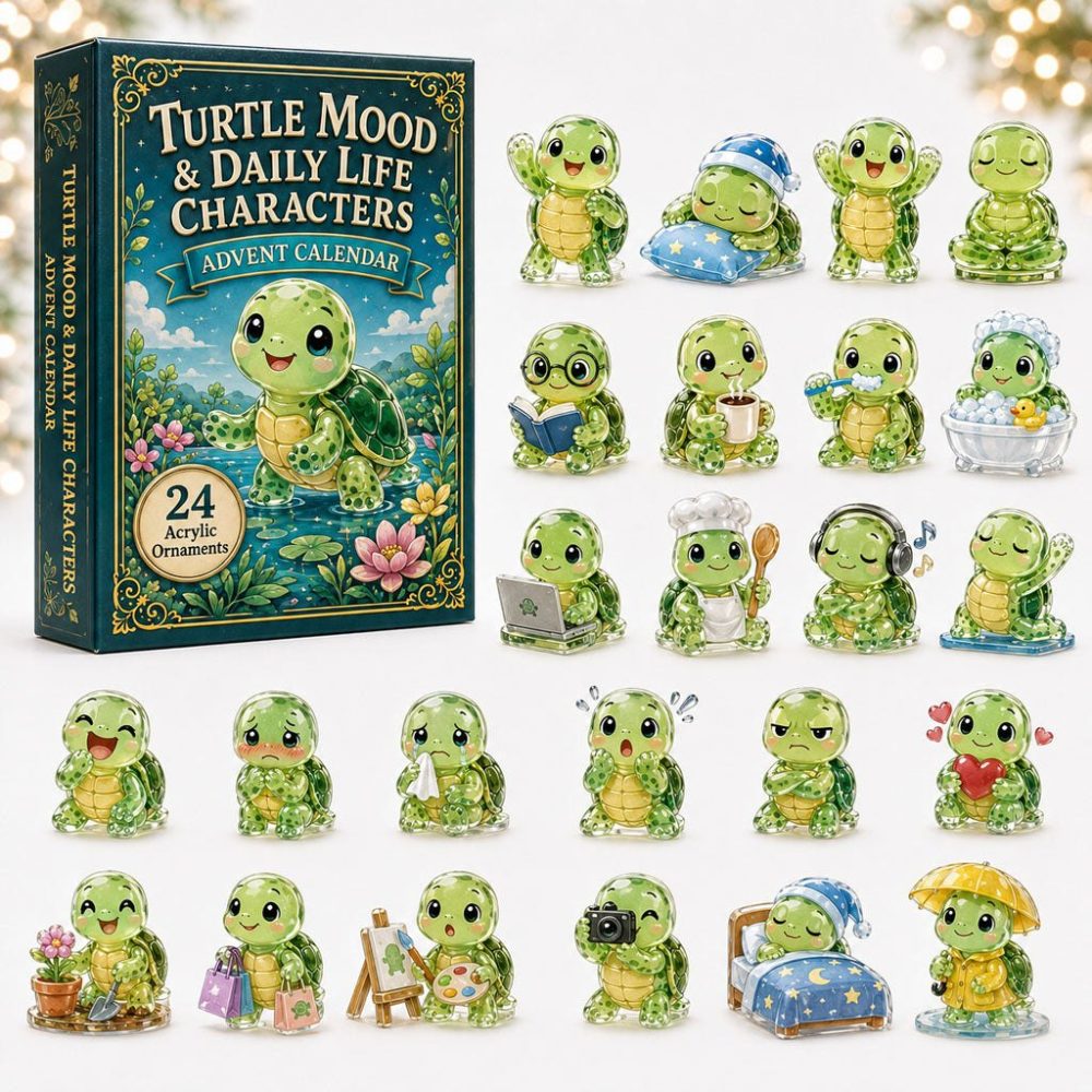 Turtle Life 2026 Holiday Countdown — 24-Day Acrylic Charm Advent Calendar, Collectible Turtle Gifts & Stocking Stuffers
