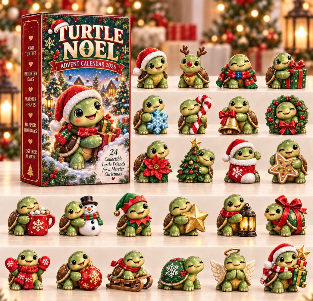 Turtle Noel Festive Advent Calendar — 24 Acrylic Holiday Turtle Charms, Seasonal Countdown & Charming Stocking Stuffer 2026